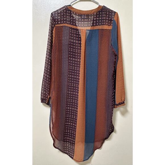 ASTR The Label Brown Oversized Button Down Sheer Shirt Dress Cover Up - Size M/L - Picture 3 of 6